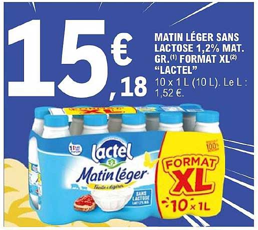 matin léger sans lactose 1,2% mat.gr. format xl "lactel"