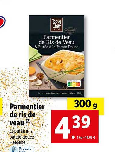 parmentier de ris de veau toque du chef