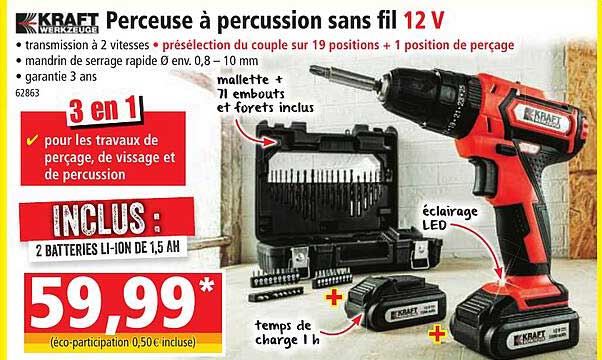 perceuse à percussion sans fil 12 v kraft werkzeuge