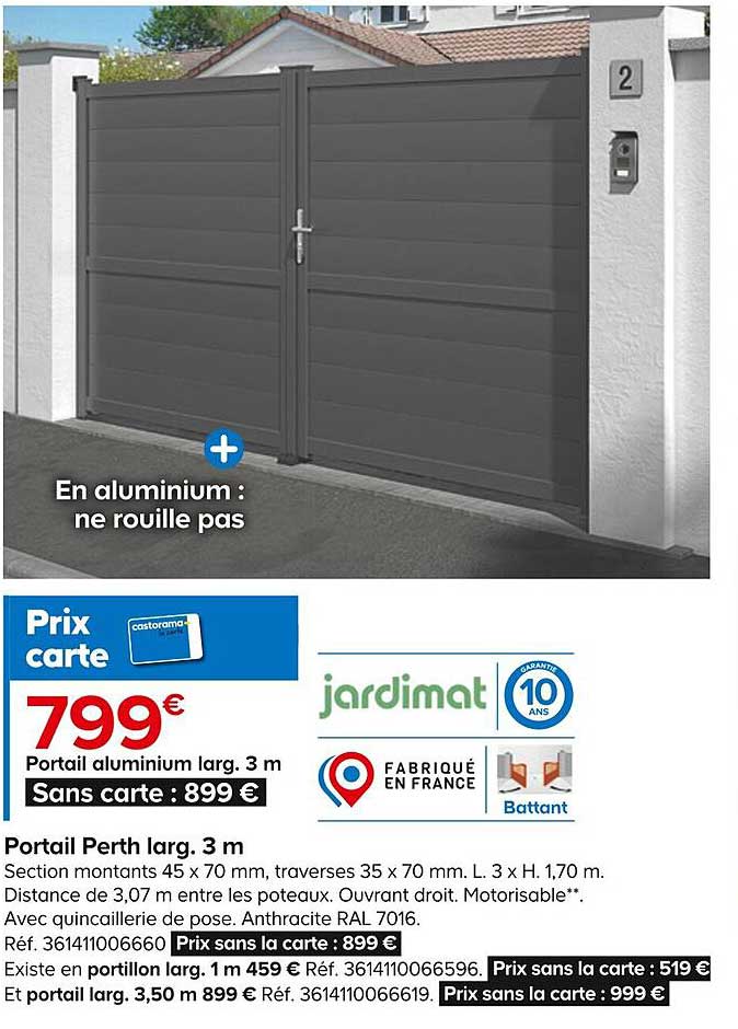 portail perth larg. 3 m jardimat