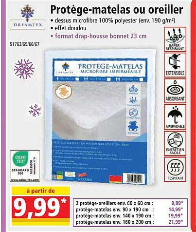 protège-matelas ou oreiller dreamtex