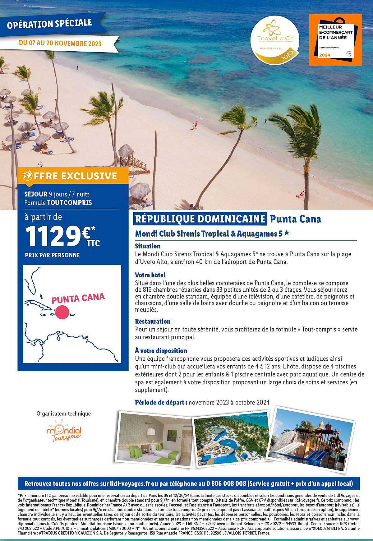 république dominicaine punta cana : mondi club sirenis tropical & aquagames 5*