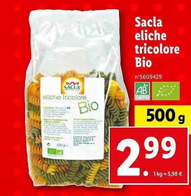 Sacla Eliche Tricolore Bio