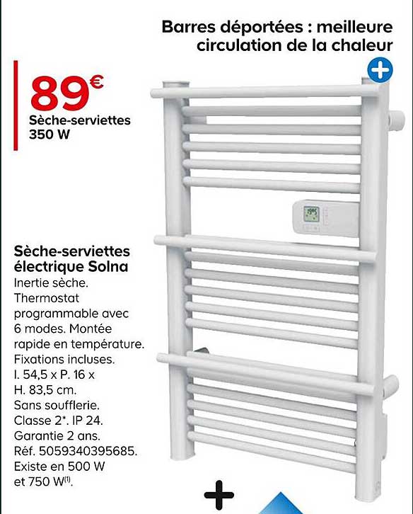 sèche-serviettes 350 w électrique solna