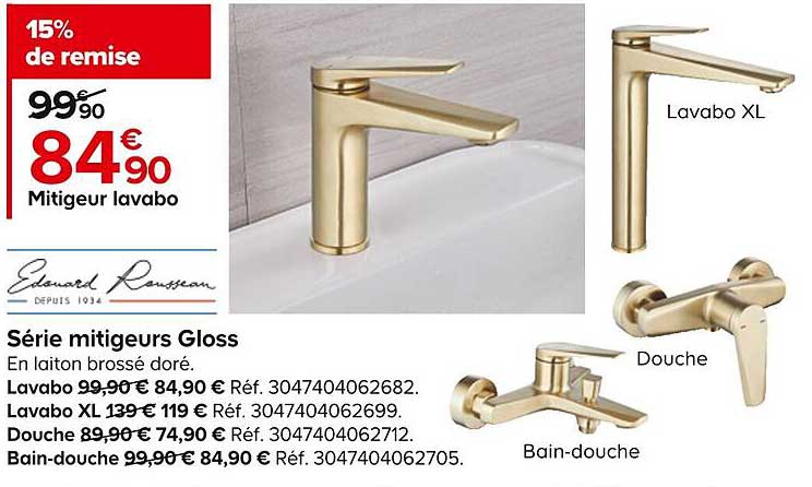 série mitigeurs lavabo gloss