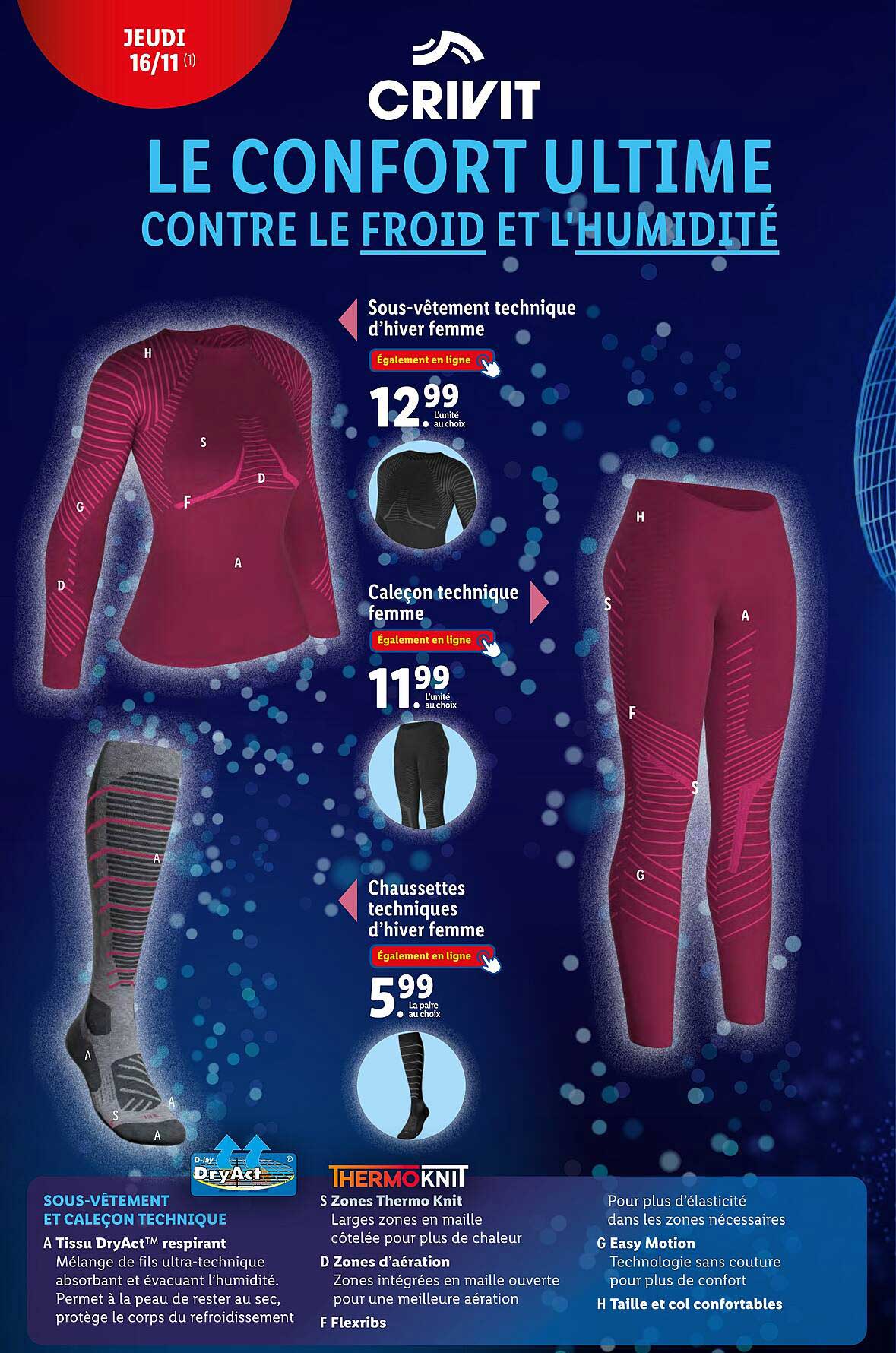 sous-vêtement technique d'hiver femme, caleçon technique femme, chaussettes techniques d'hiver femme