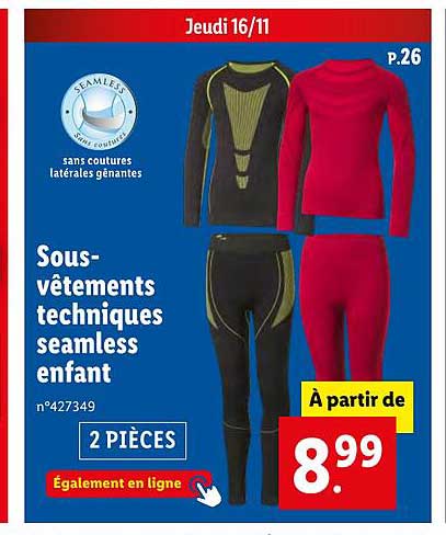 sous-vêtements techniques seamless enfant