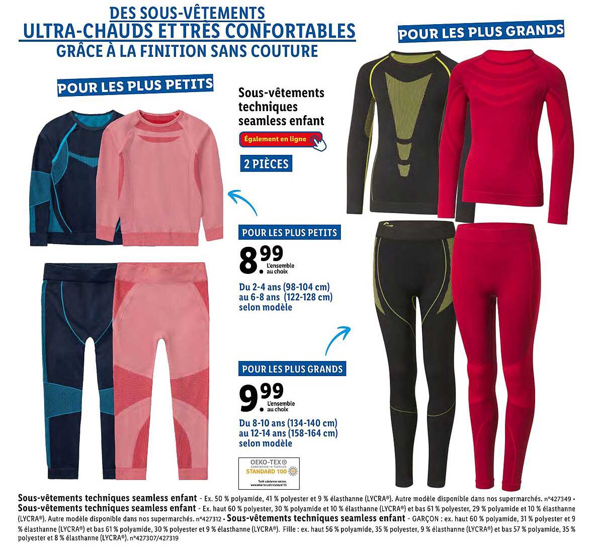 sous-vêtements techniques seamless enfant