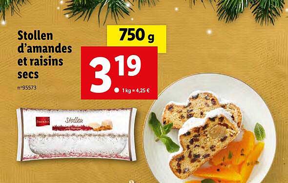 stollen d'amandes et raisins secs
