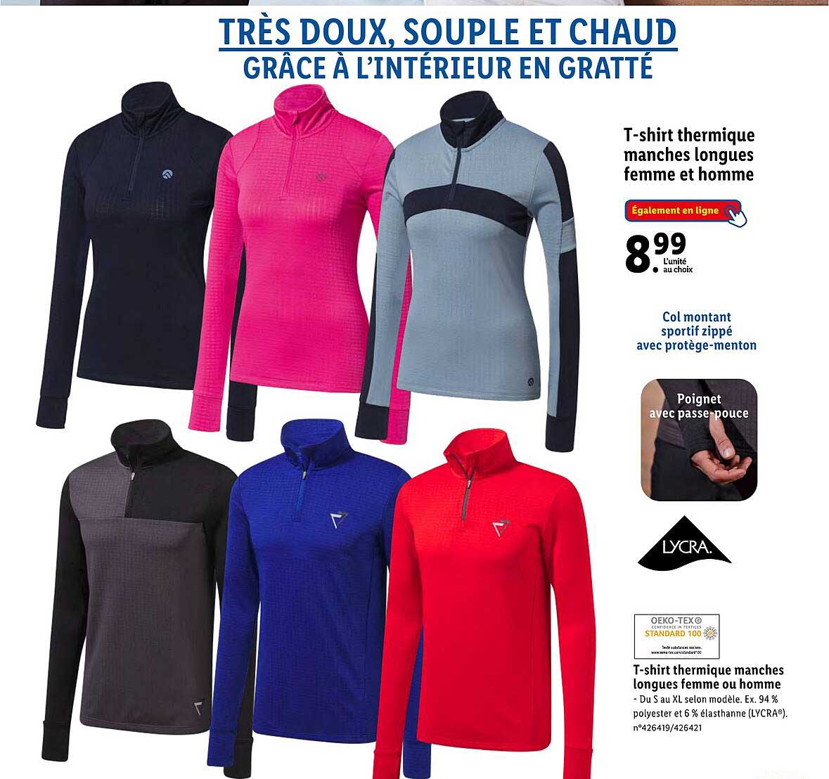 t-shirt thermique manches longues femme ou homme