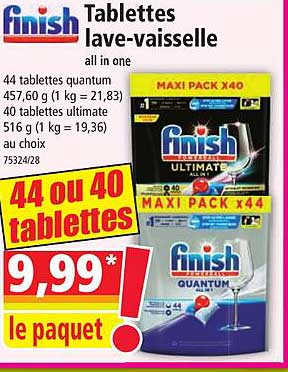 tablettes lave-vaisselle all in one finish