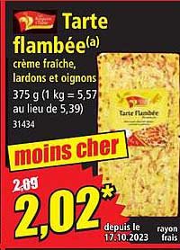 tarte flambée crème fraîche, lardons et oignons les régions à table