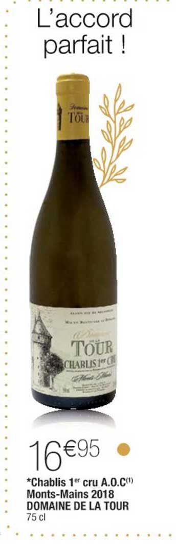 chablis 1er cru aoc monts mains 2018 domaine de la tour
