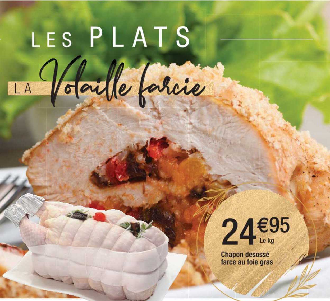chapon desossé farce au foie gras