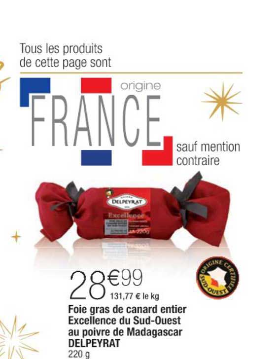 foie gras de canard entier excellence du sud ouest au poive de madagascar delpeyrat