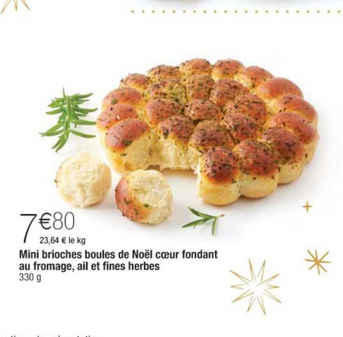 Mini Brioches Boules De Noël Cœur Fondant Au Fromage, Ail Et Fines Herbes