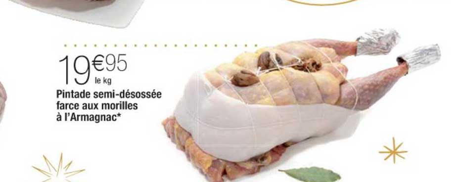 pintade semi désossée farce aux morilles à l'armagnac