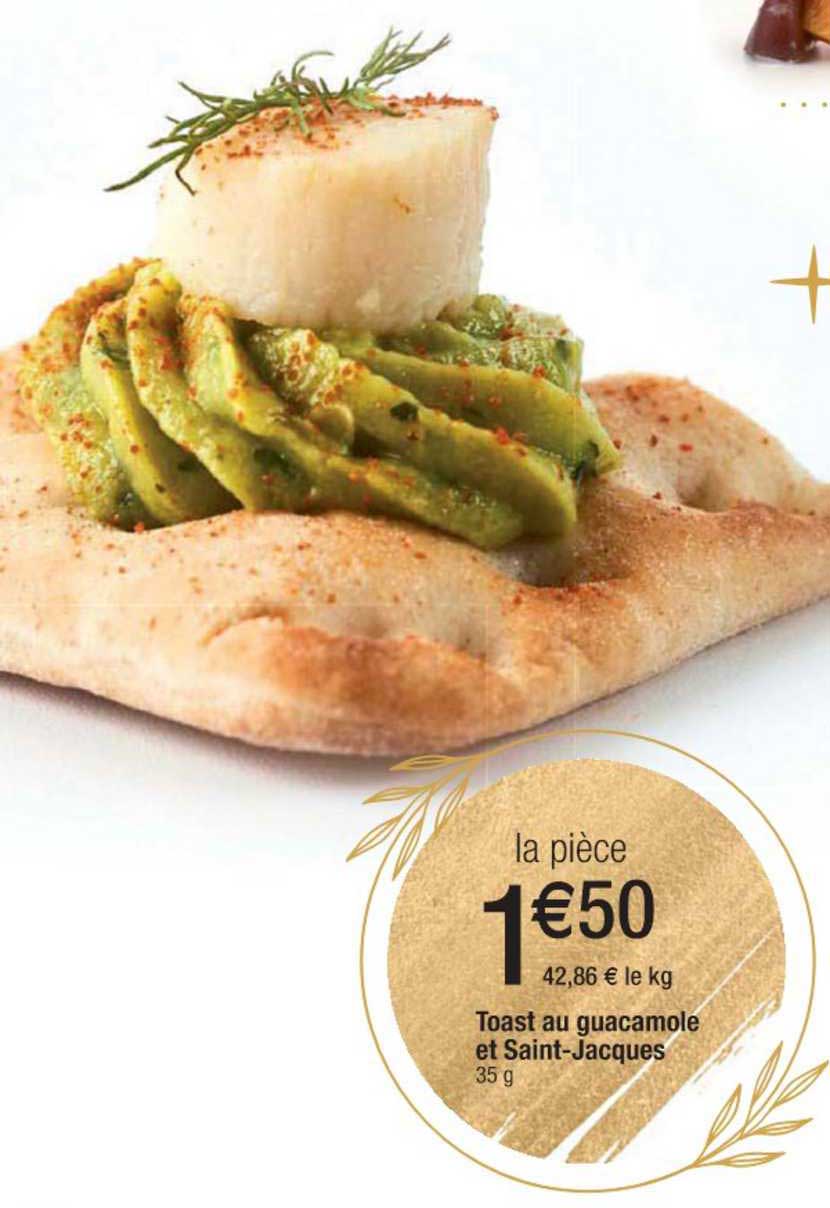 toast au guacamole et saint-jacques