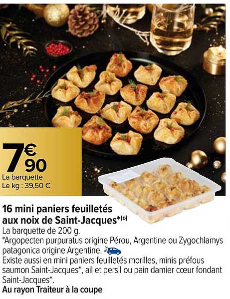 16 mini paniers feuilletés aux noix de saint-jacques