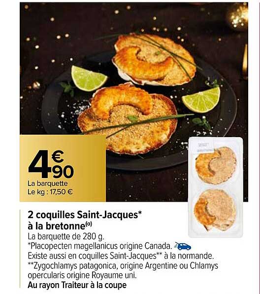 2 coquilles saint-jacques à la bretonne