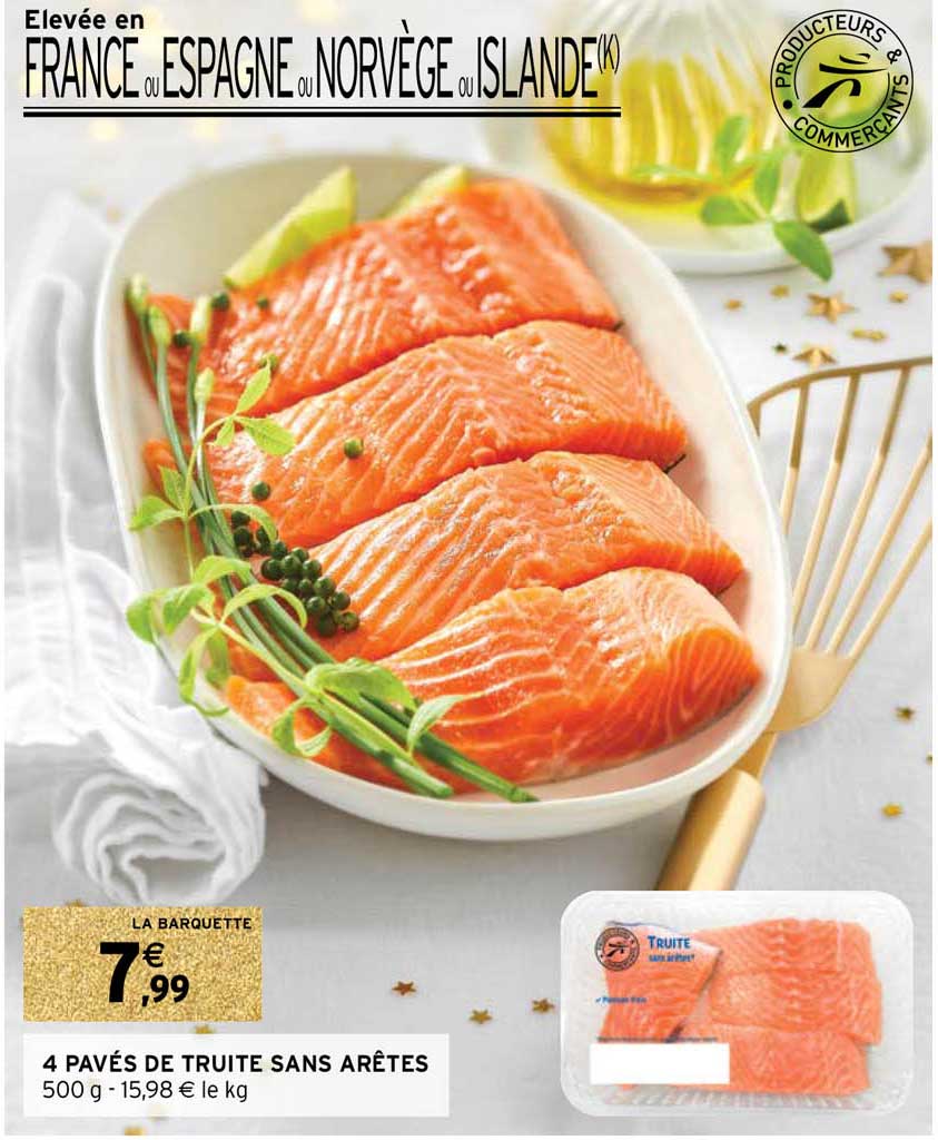 4 pavés de truite sans arêtes