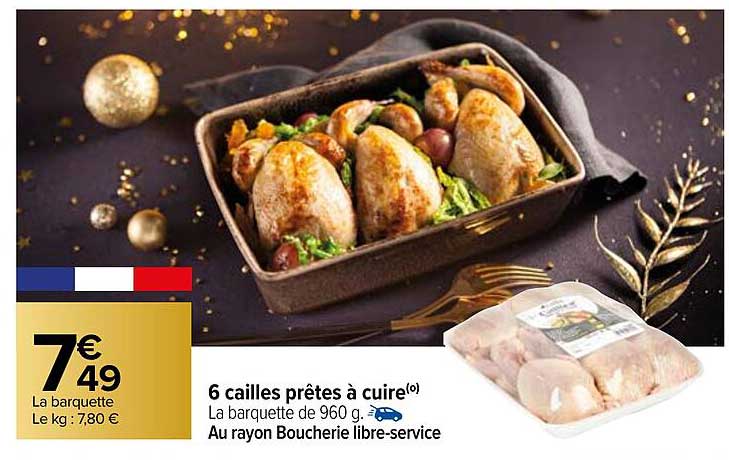 6 cailles prêtes à cuire