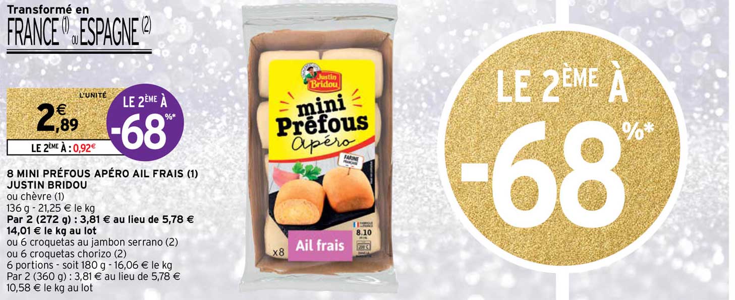 8 mini préfous apéro ail frais justin bridou