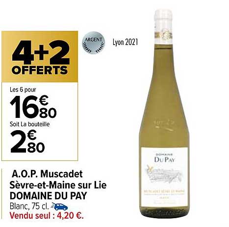 a.o.p. muscadet sèvre-et-maine sur lie domaine du pay