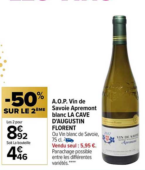 a.o.p. vin de savoie apremont blanc la cave d'augustin florent