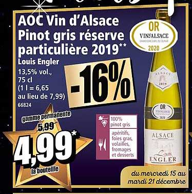 aoc vin d'alsace pinot gris réserve partuculière 2019 louis engler
