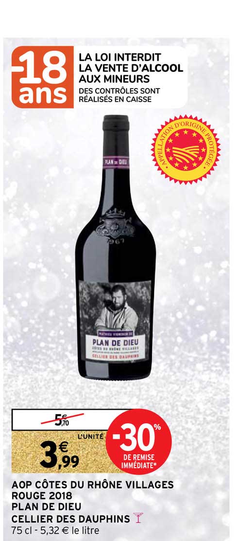 aop côtes du rhône villages rouge 2018 plan de dieu cellier des dauphins