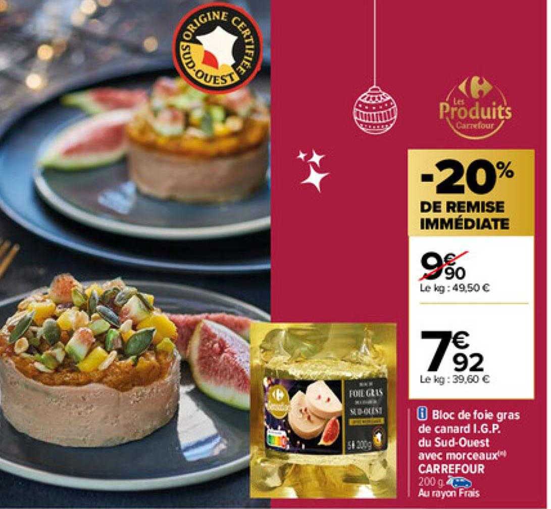bloc de foie gras de canard i.g.p. du sud-ouest avec morceaux carrefour