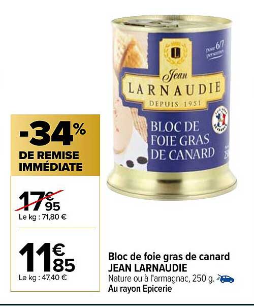Bloc De Foie Gras De Canard Jean Larnaudie