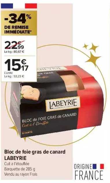 Bloc De Foie Gras De Canard Labeyrie