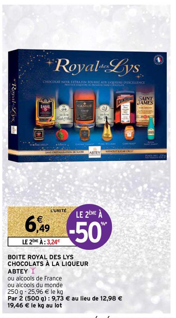 boîte royal des lys chocolats à la liqueur abtey