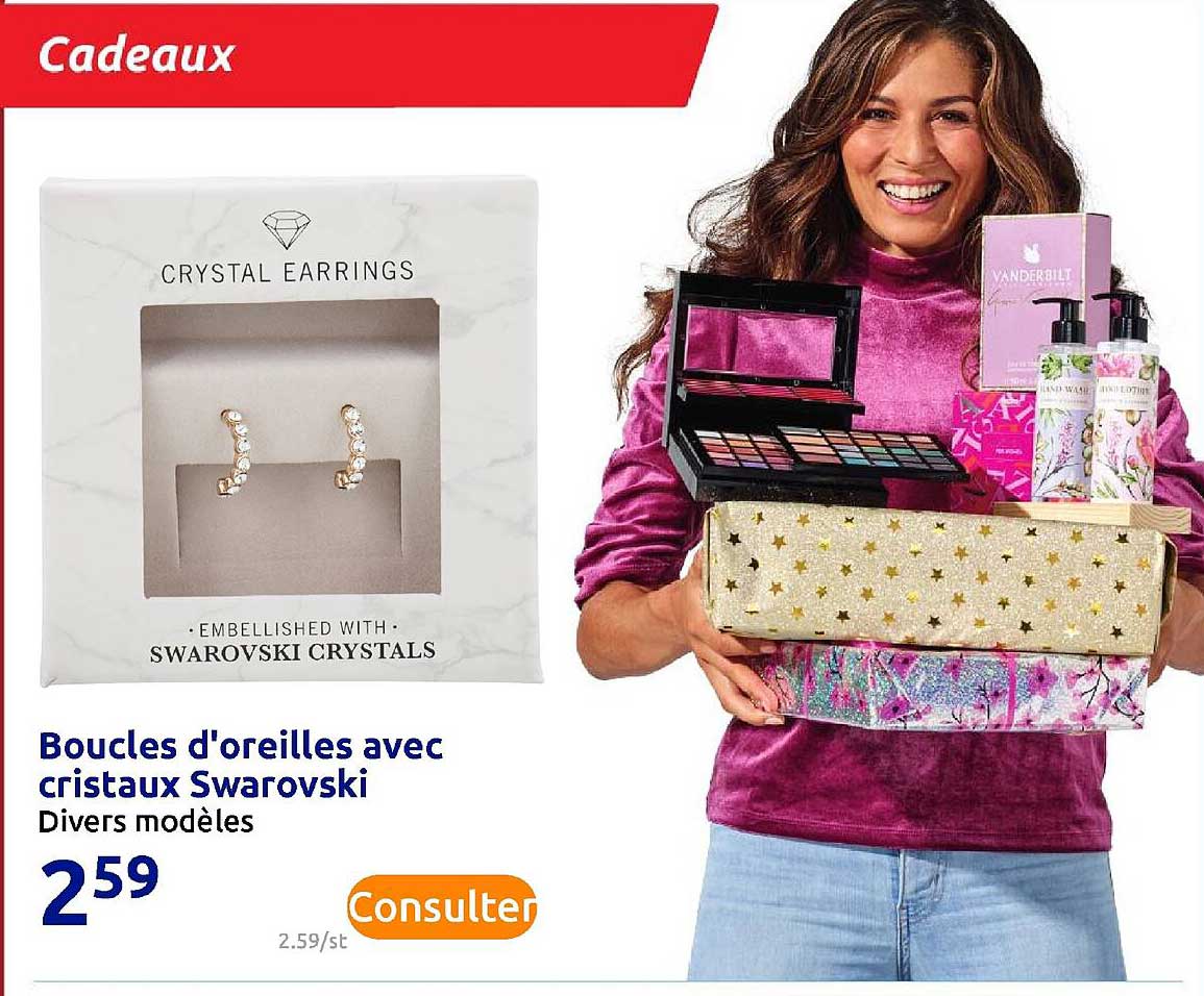 boucles d'oreilles avec cristaux swarovski