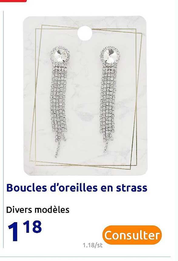 boucles d'oreilles en strass