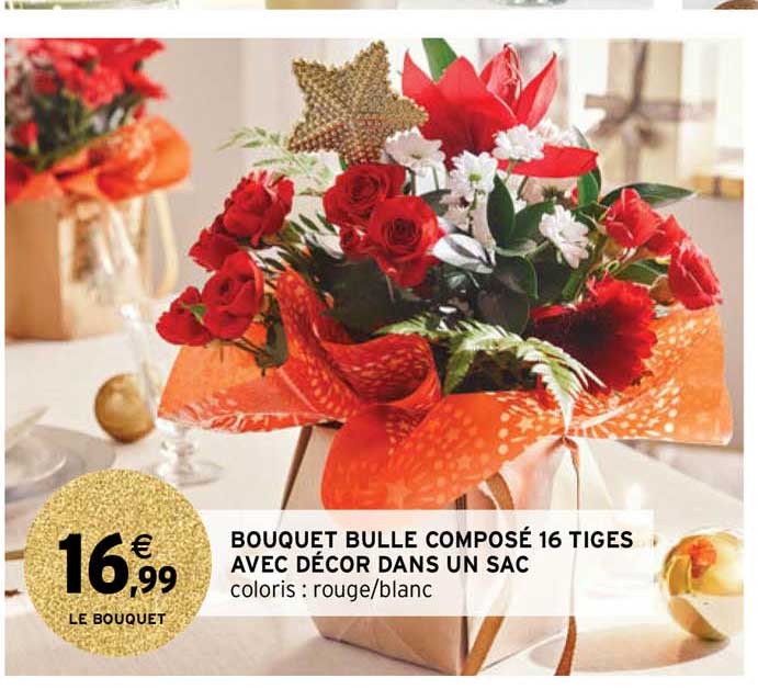 bouquet bulle composé 16 tiges avec décor dans un sac