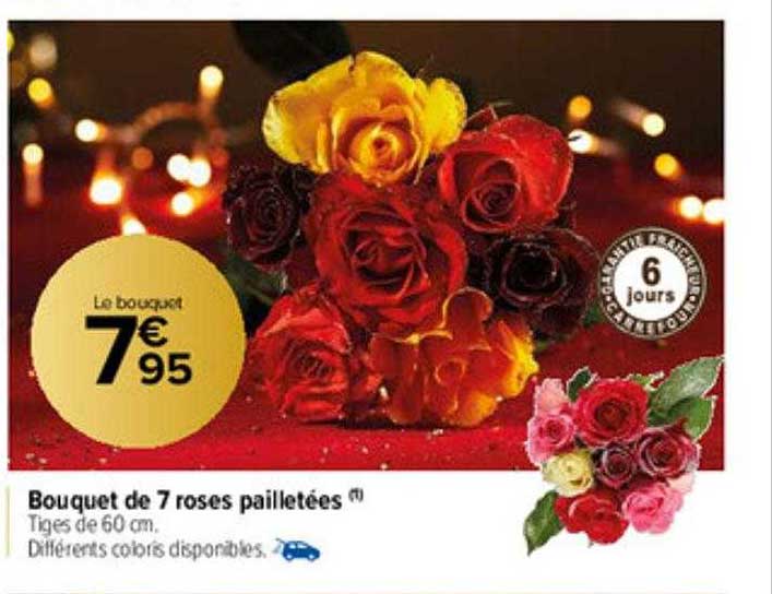 bouquet de 7 roses pailletées