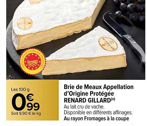 brie de meaux appellation d'origine protégée renard gillard