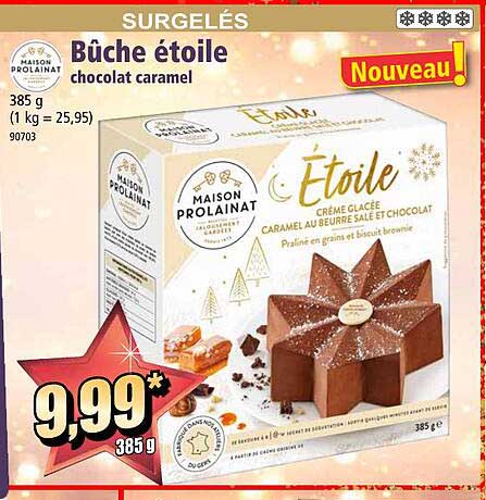 bûche étoile chocolat caramel maison prolainat