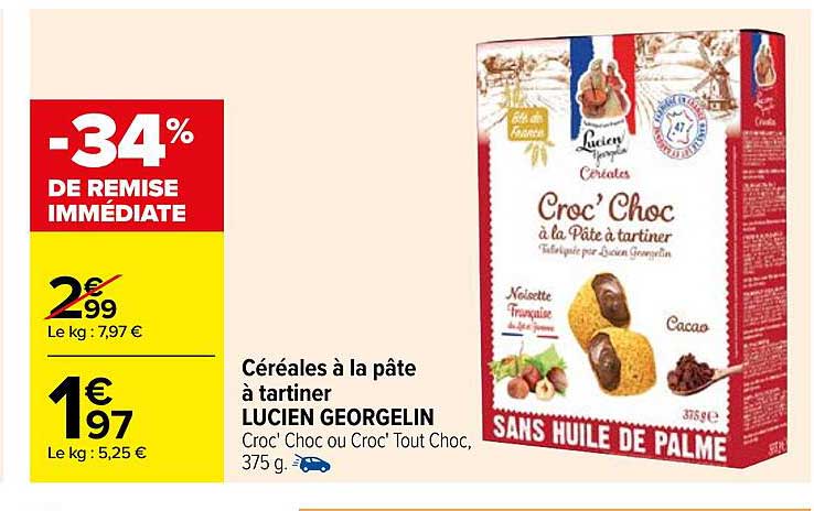 céréales à la pâte à tartiner lucien georgelin