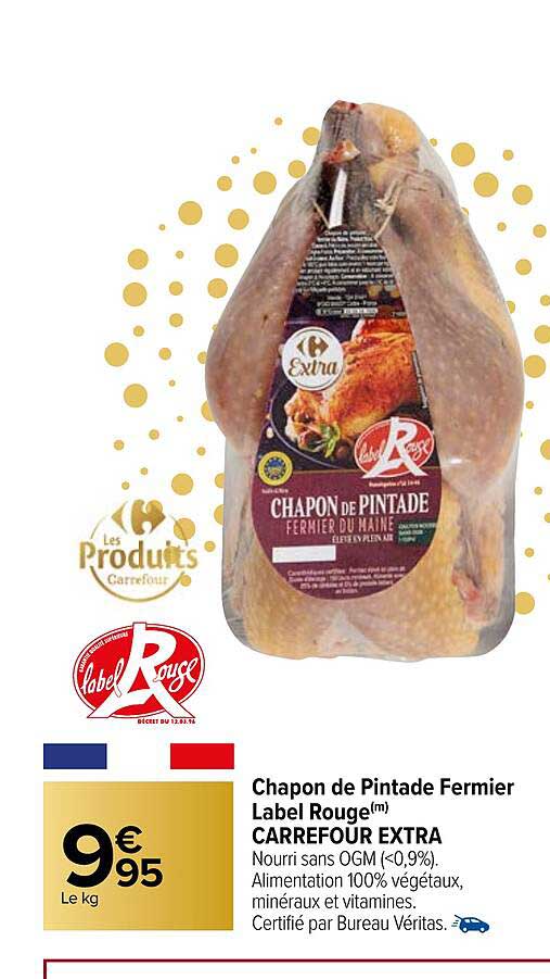 chapon de pintade fermier label rouge carrefour extra