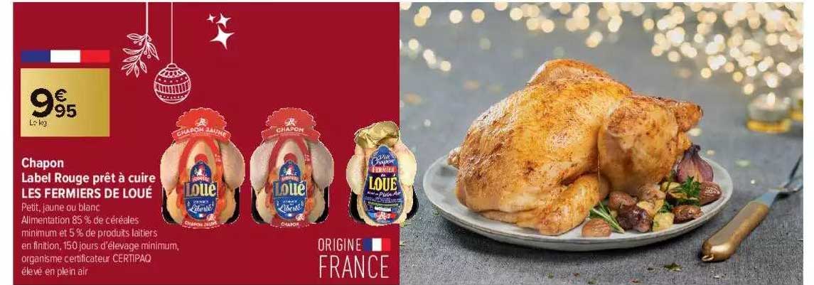 chapon label rouge prêt à cuire les fermiers de loué