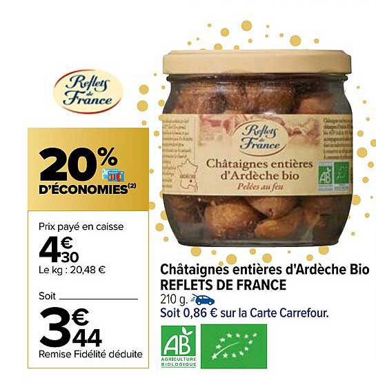 châtaignes entières d'ardèche bio reflets de france