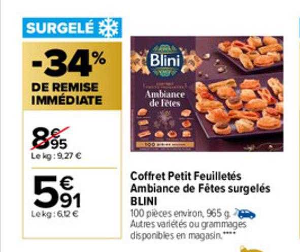 coffret petit feuilletés ambiance de fêtes surgelés blini
