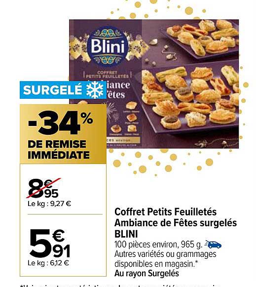 coffret petits feuilletés ambiance de fêtes surgelés blini