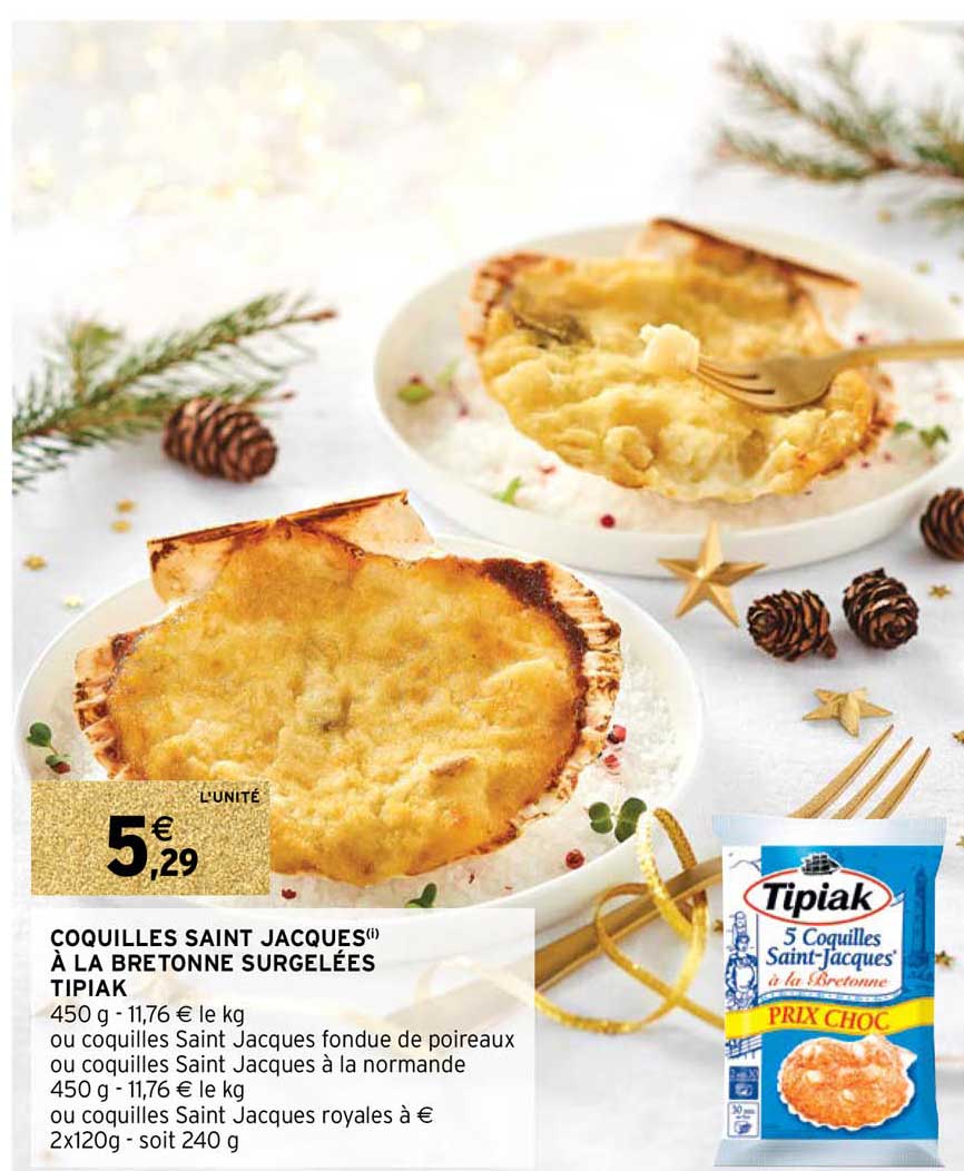 coquilles saint jacques à la bretonne surgelées tipiak