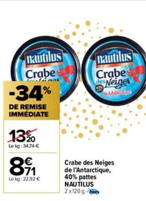 crabe des neiges de l'antarctique, 40% pattes nautilus
