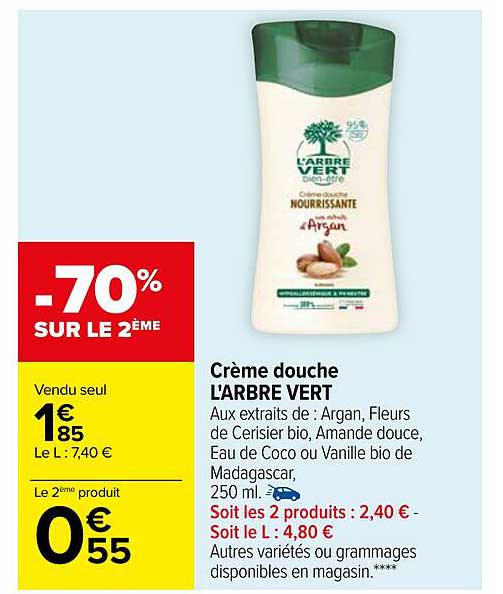 crème douche l'arbre vert
